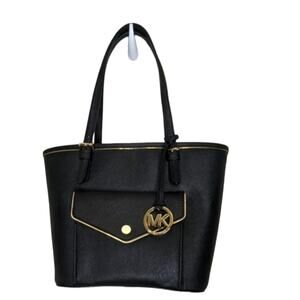 Michael Kors black handbag tote Frame jet set saffiano leather medium